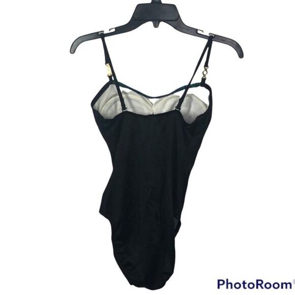 Jantzen Vintage 80s/90s Black One-Piece Swimsuit NWT Size M Retro - Picture 8 of 16